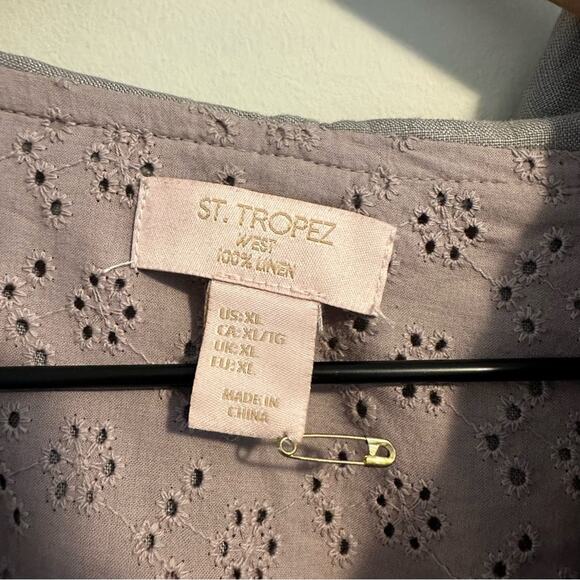 St. Tropez West Gray Soft Linen Zip Up Hooded Jacket XL - Picture 10 of 12